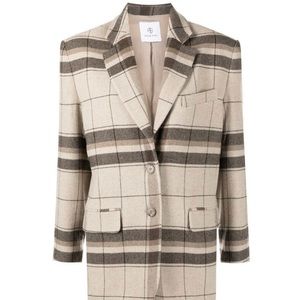 Anine Bing Quinn Plaid Oversized Blazer
